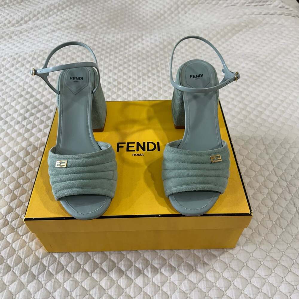 Fendi Green Suede and Jelly Promenade Slingback Sandals